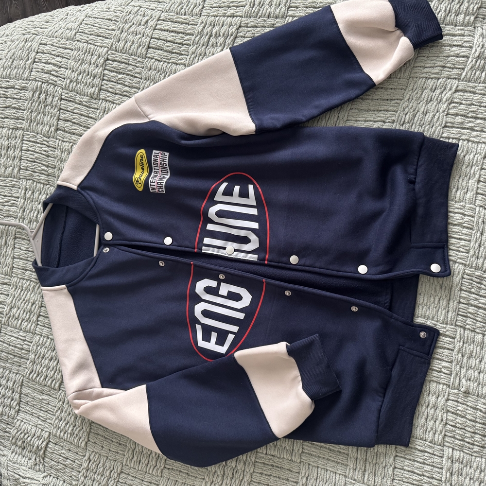 Navy and Cream Engine Logo Jacket